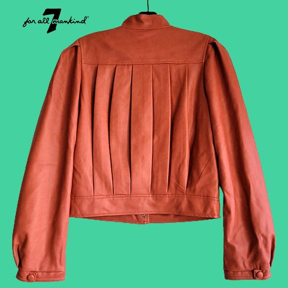 7 for All Mankind NEW Minimalist Oversized Box Pleated Crop Jacket XS - Picture 9 of 12